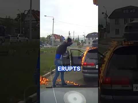 Man accidentally sets fire to car while filling up gas