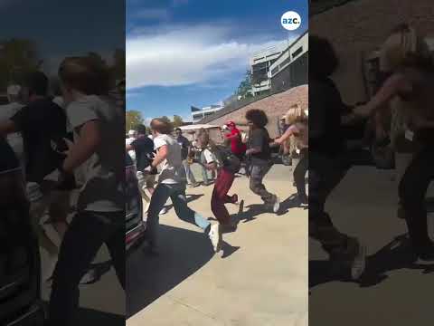 Charlie Kirk carried away after being shot at Utah Valley University